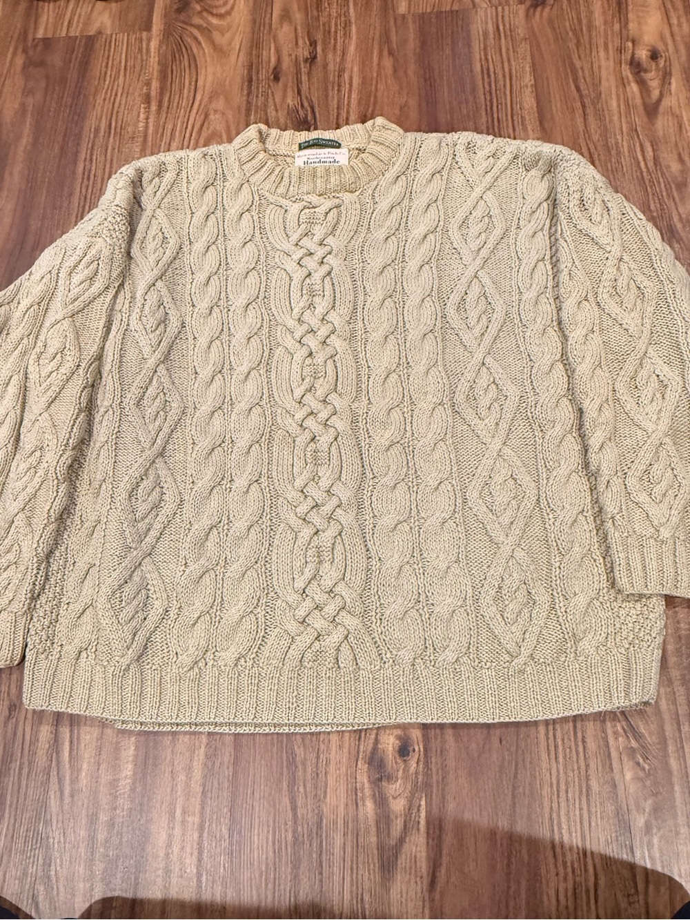 Vtg Abercrombie Fitch The Big Sweater Fisherman Cable Knit Mens M Ramie Cotton